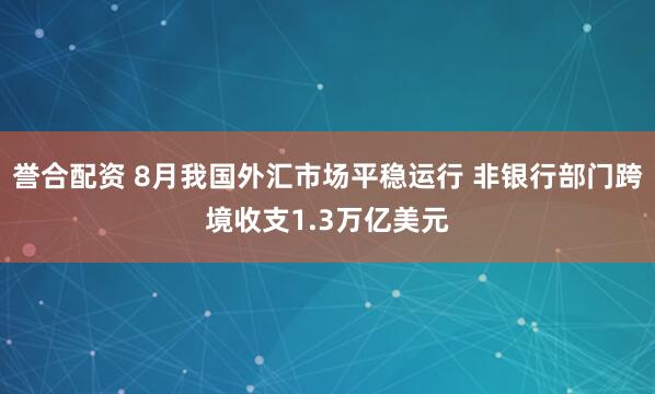 誉合配资 8月我国外汇市场平稳运行 非银行部门跨境收支1.3万亿美元