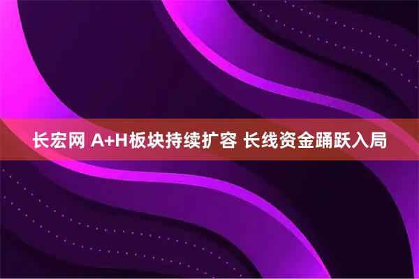 长宏网 A+H板块持续扩容 长线资金踊跃入局