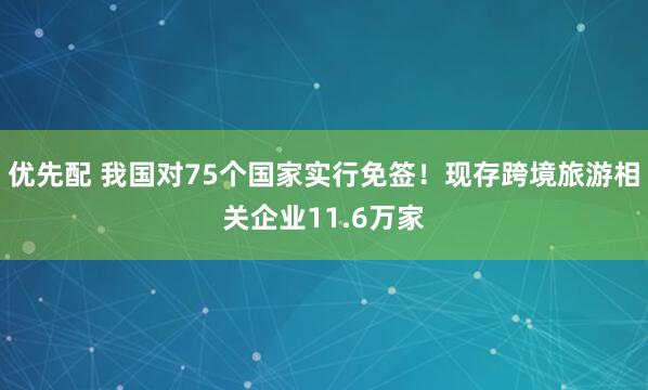 优先配 我国对75个国家实行免签！现存跨境旅游相关企业11.6万家