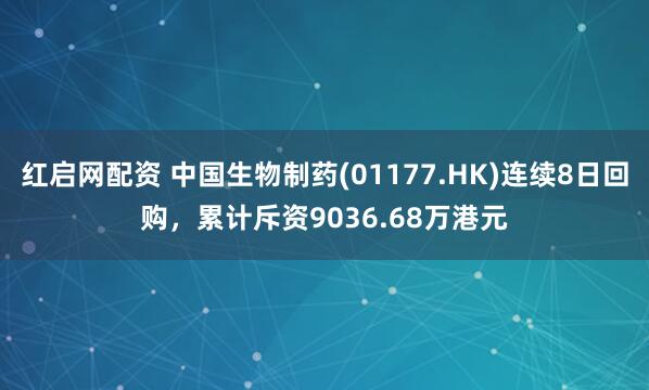 红启网配资 中国生物制药(01177.HK)连续8日回购，累计斥资9036.68万港元